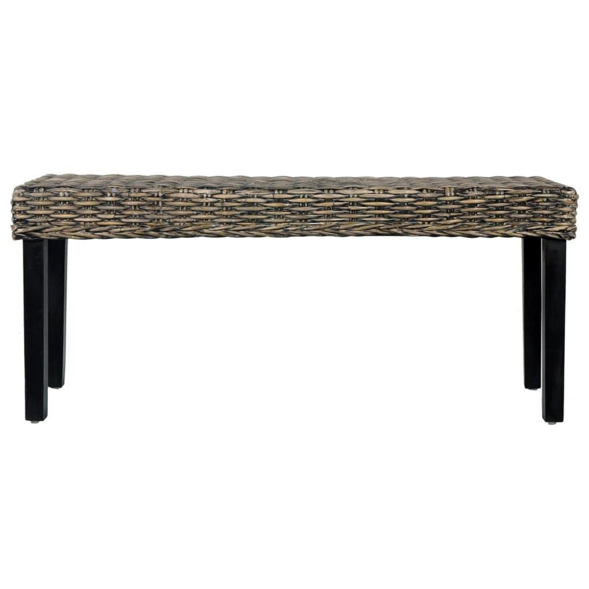 VIDAXL Banc 110 cm Noir Rotin naturel kubu et bois de manguier massif