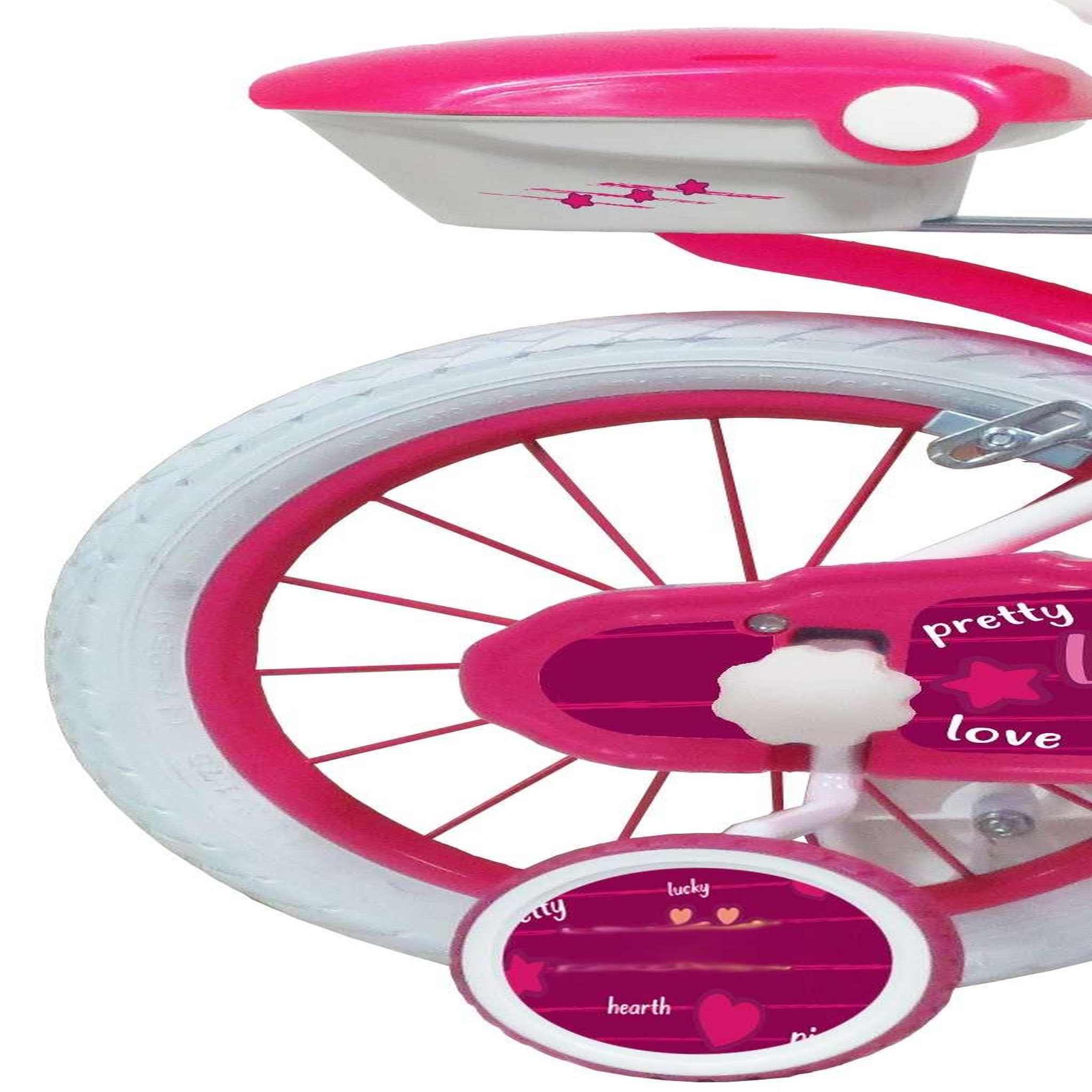 Voir la diapositive 2 : Vélo enfant - Modèle 14''Fille Lolli Girl pour enfant de 95 à 110 cm avec stabilisateurs - Panier avant - Coffre arrière - 2 freins et pneus gonflables
