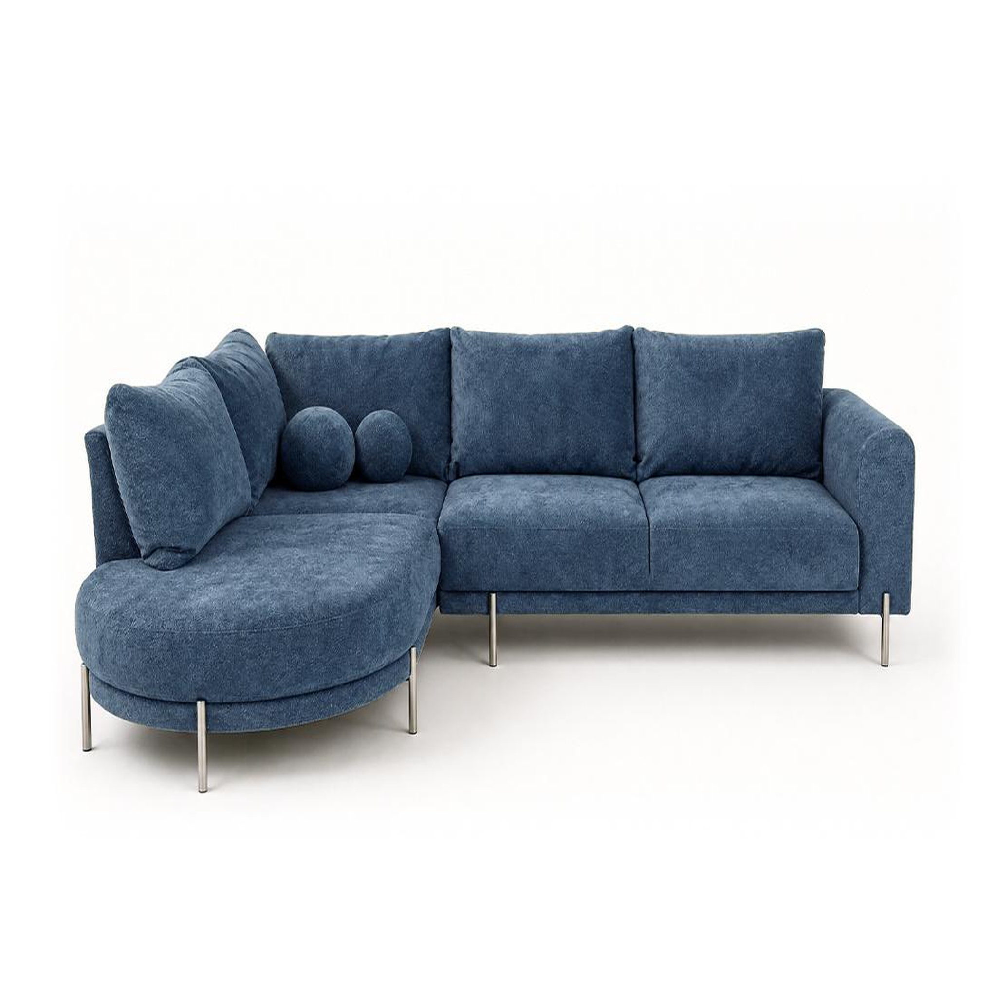 Voir la diapositive 1 : BEST MOBILIER Gabin - canapé d'angle gauche 5 places en velours texturé