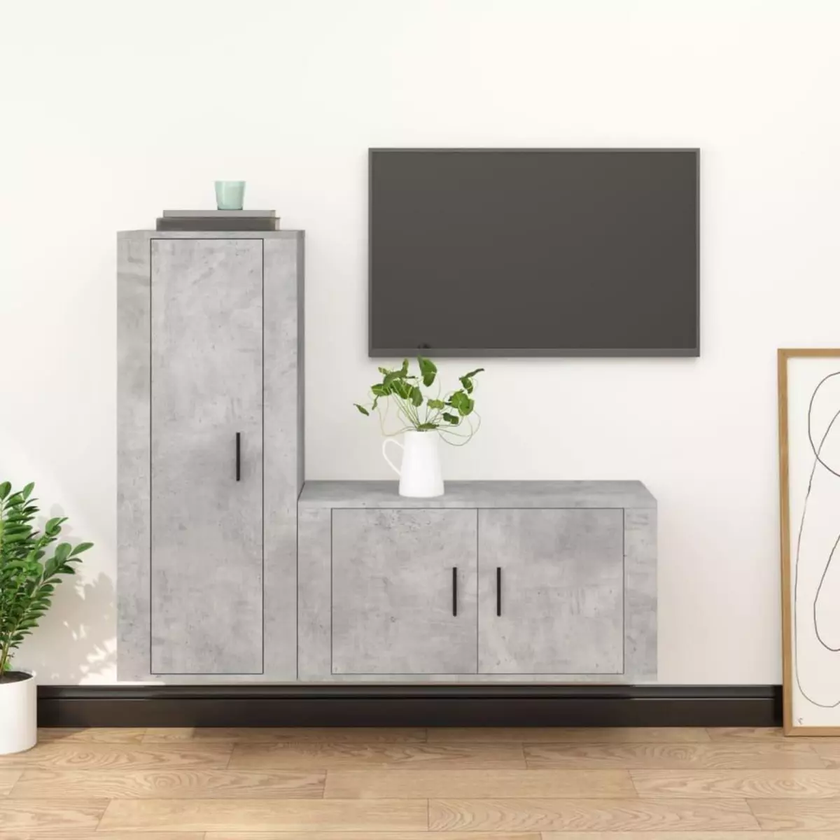 VIDAXL Ensemble de meubles TV 2 pcs gris beton bois d'ingenierie