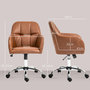 Voir la diapositive 3 : HOMCOM Chaise de bureau manager ergonomique style Chesterfield métal chromé synthétique camel