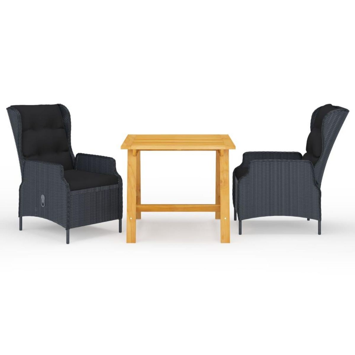 VIDAXL Ensemble a manger de jardin 3 pcs Gris fonce