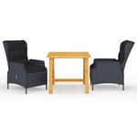 VIDAXL Ensemble a manger de jardin 3 pcs Gris fonce