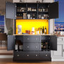 Voir la diapositive 5 : MERAX Buffet de cuisine 4 portes 3 tiroirs - 115 cm noir led mdf