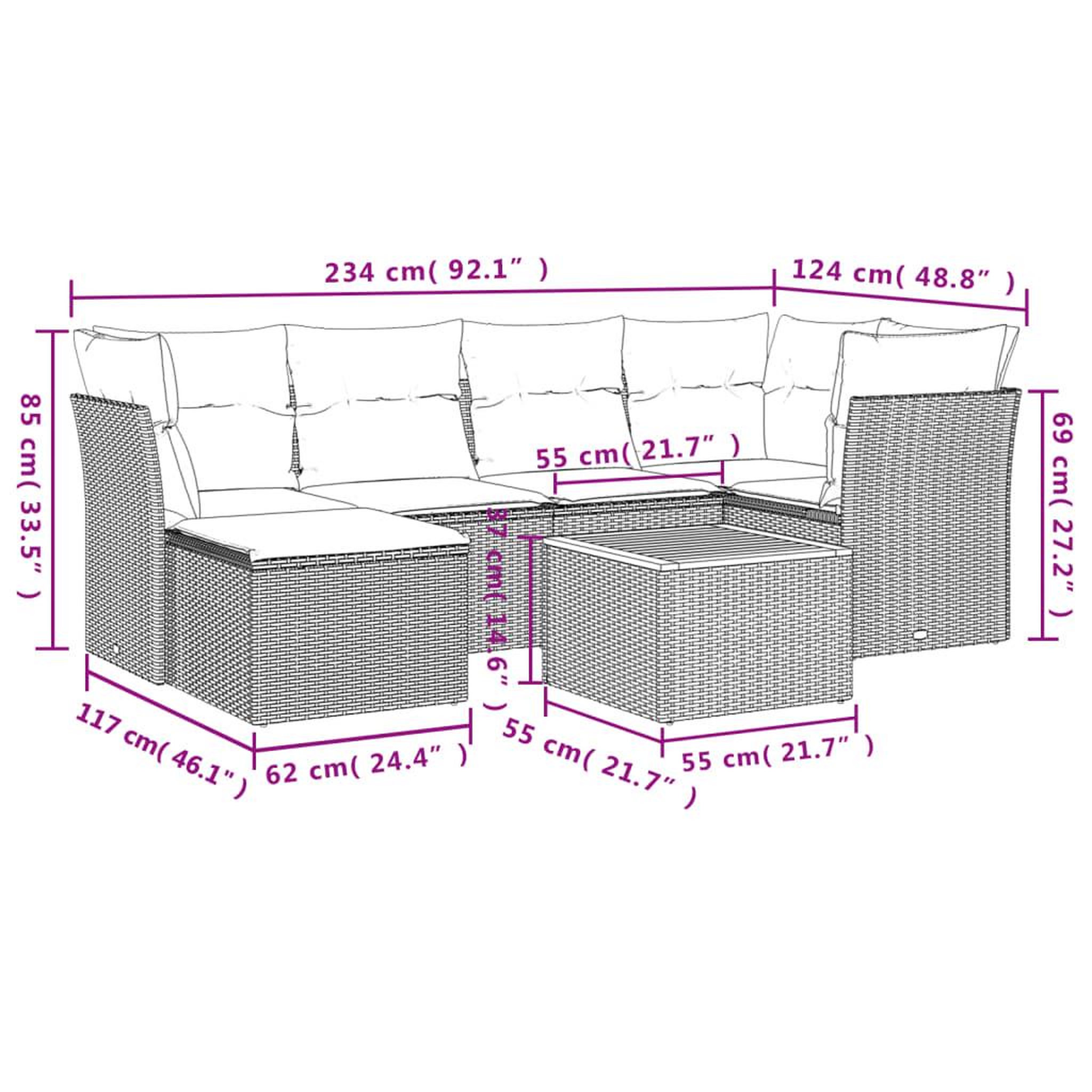Voir la diapositive 6 : VIDAXL Salon de jardin avec coussins 7 pcs gris resine tressee