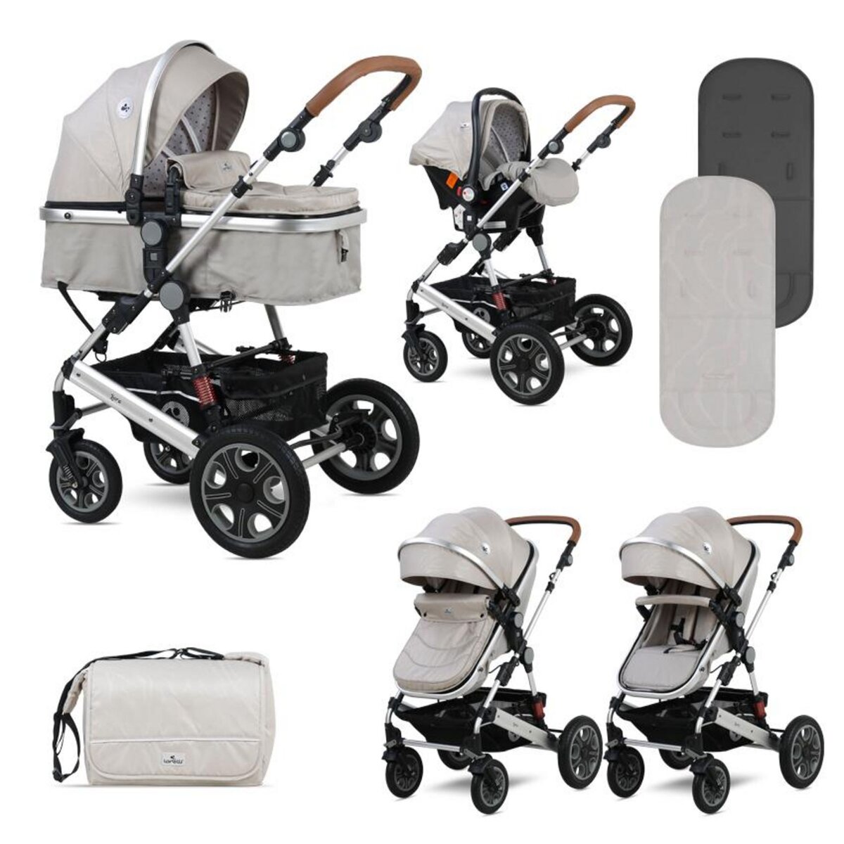 Poussette combinée trio 3 en 1 avec siège auto alba set lorelli