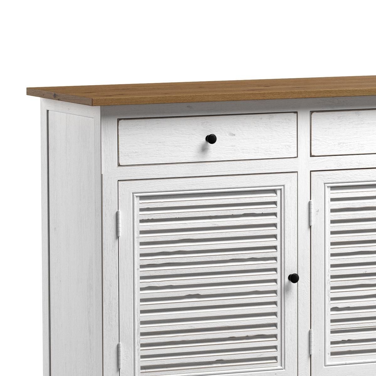Rendez vous déco Buffet en bois recyclé blanc effet vieilli - Casa