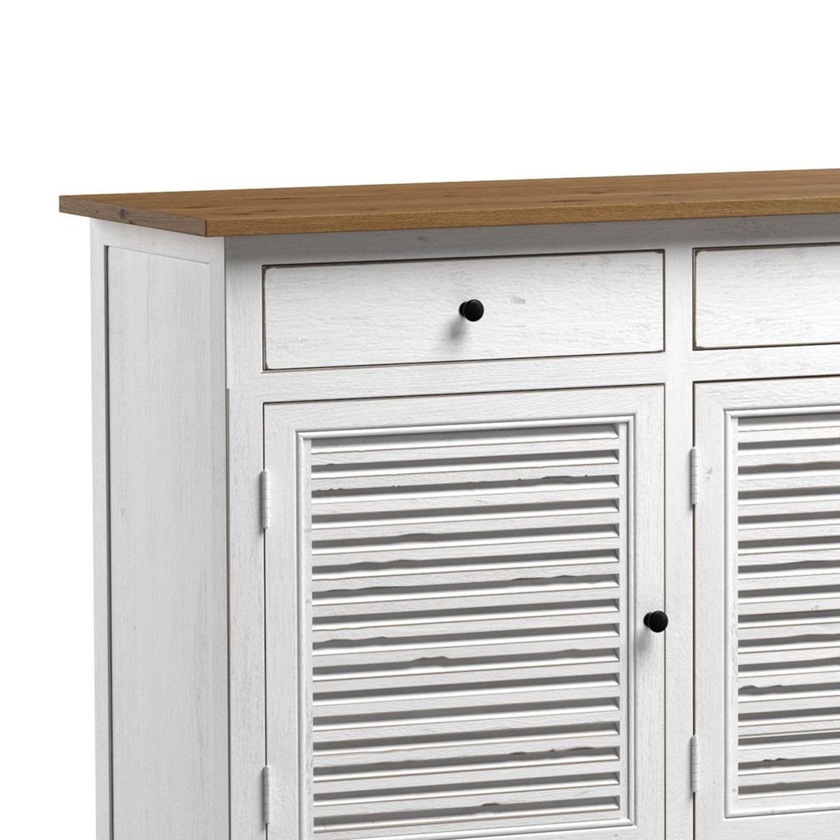 Rendez vous déco Buffet en bois recyclé blanc effet vieilli - Casa