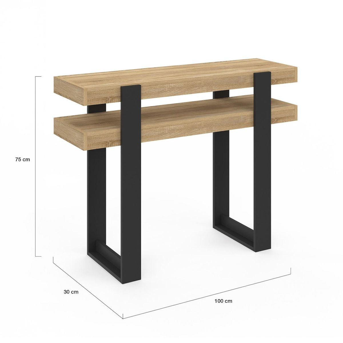 ID MARKET Console double PHOENIX bois et noir