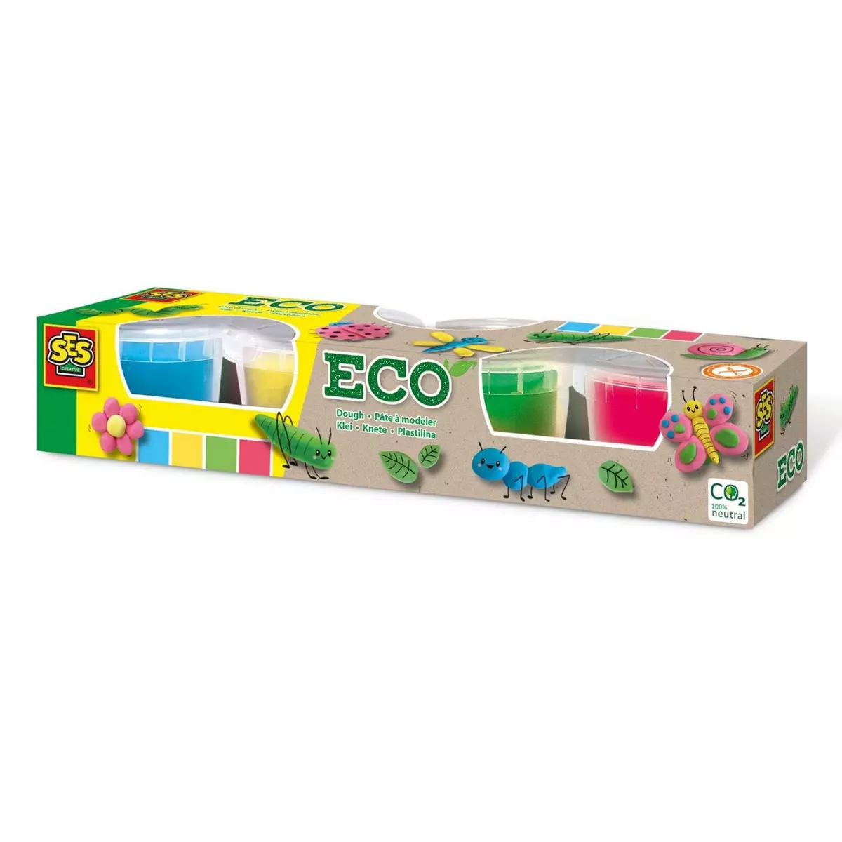 SES Creative Pâte à modeler Eco :  4 pots de couleurs primaire