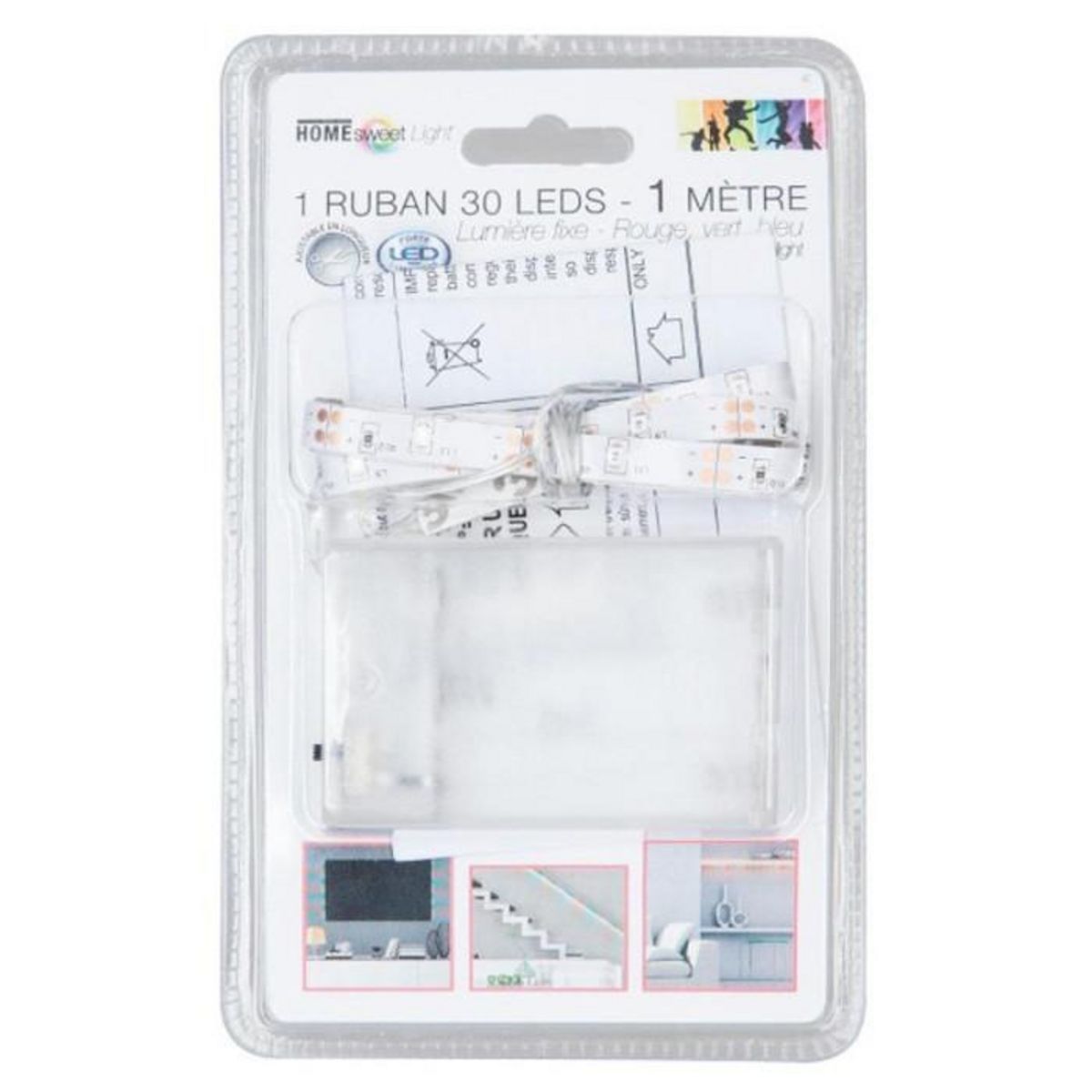 Home sweet lights Ruban LED à Piles 100cm Multicolore