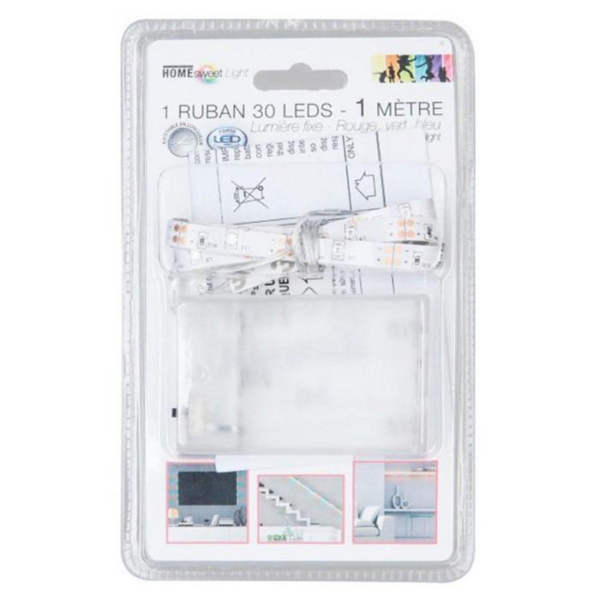 Home sweet lights Ruban LED à Piles 100cm Multicolore