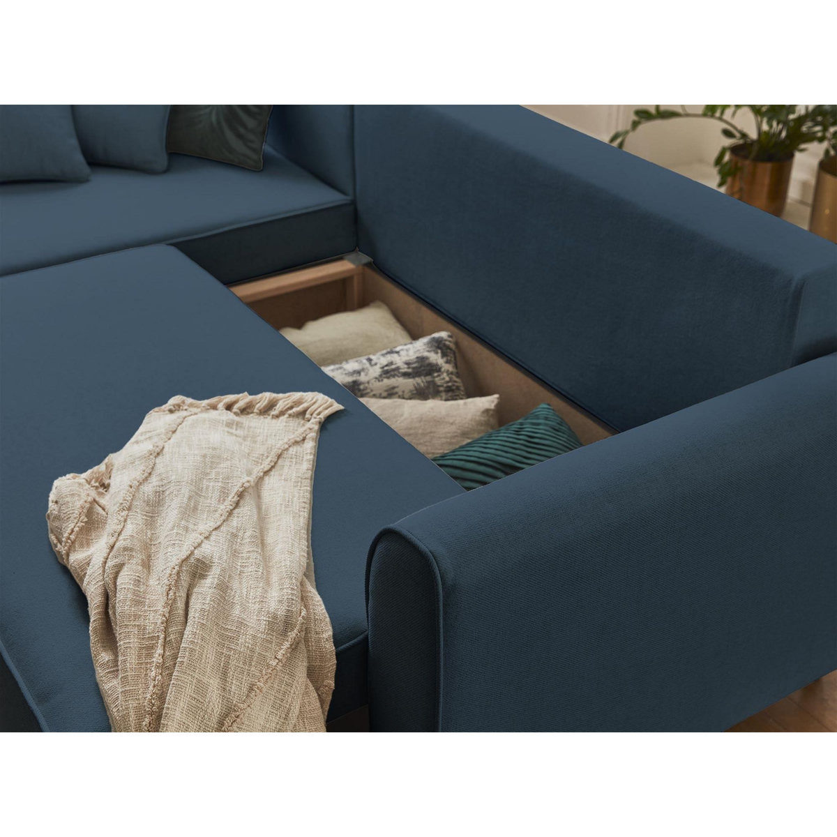 BEST MOBILIER Saphir - canapé d'angle réversible 4 places - convertible - avec coffre - en tissu