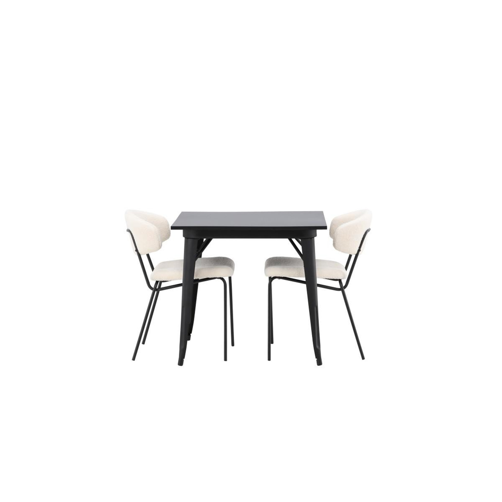 Voir la diapositive 2 : Paris Prix Ensemble table à manger & 2 chaises  tempe & chico  80cm noir & blanc crème