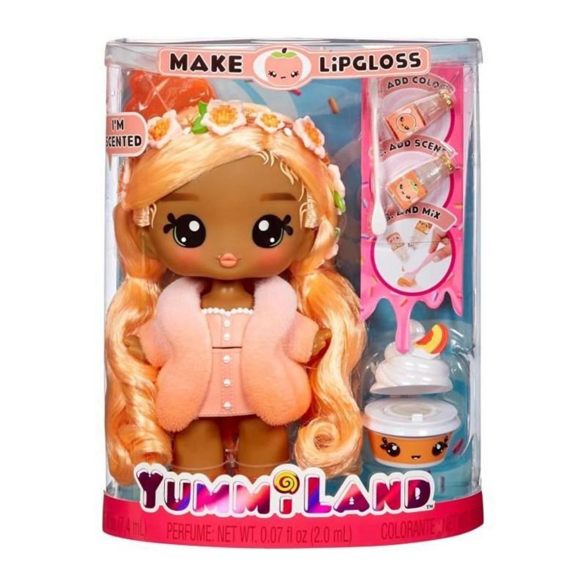 L.O.L. SURPRISE! Yummiland - Grande poupée 25 cm a coiffer et câliner - Animal de compagnie + baumes a levre parfumé - Pia - Des 4ans