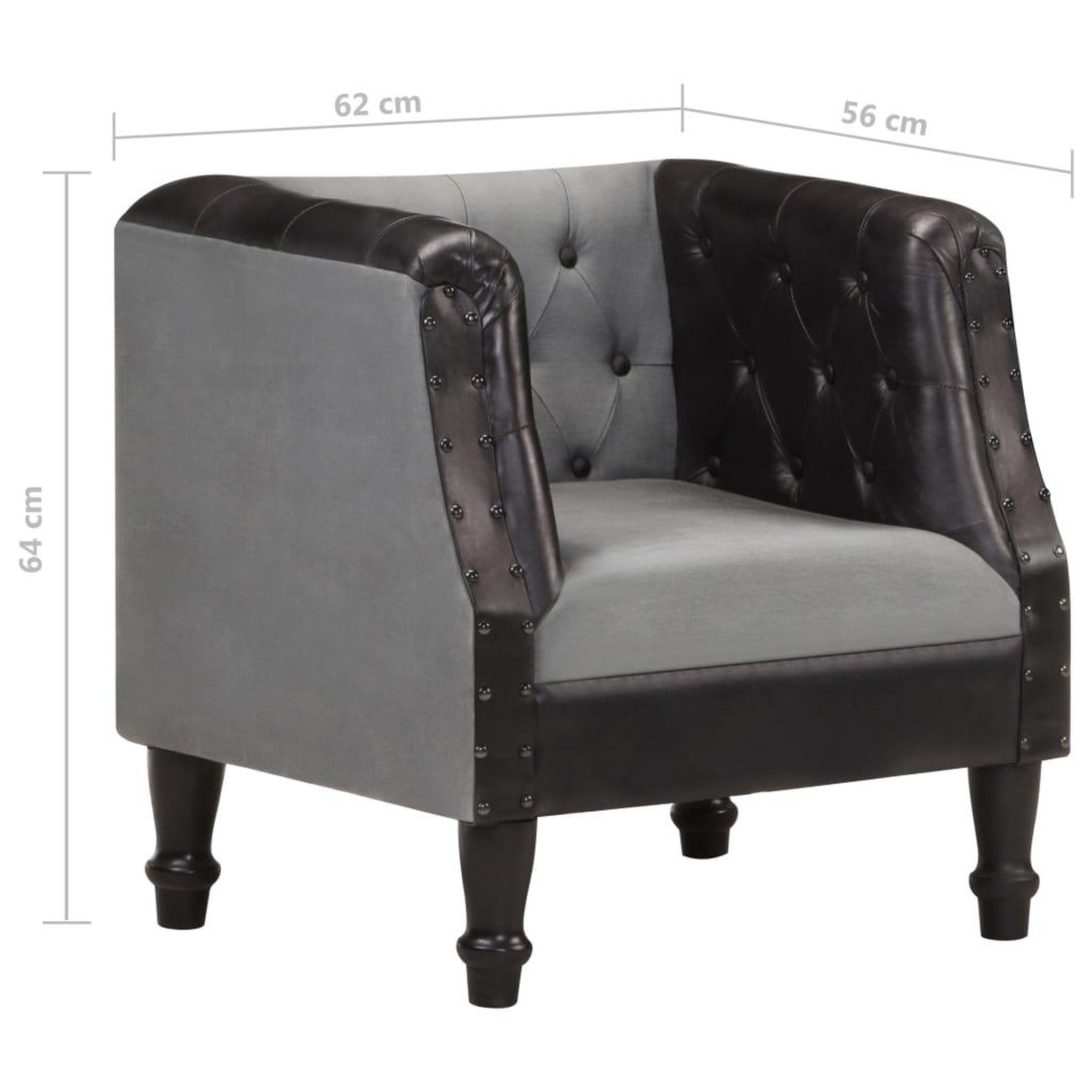 Voir la diapositive 6 : VIDAXL Chaise cabriolet Noir Cuir veritable et bois de manguier massif
