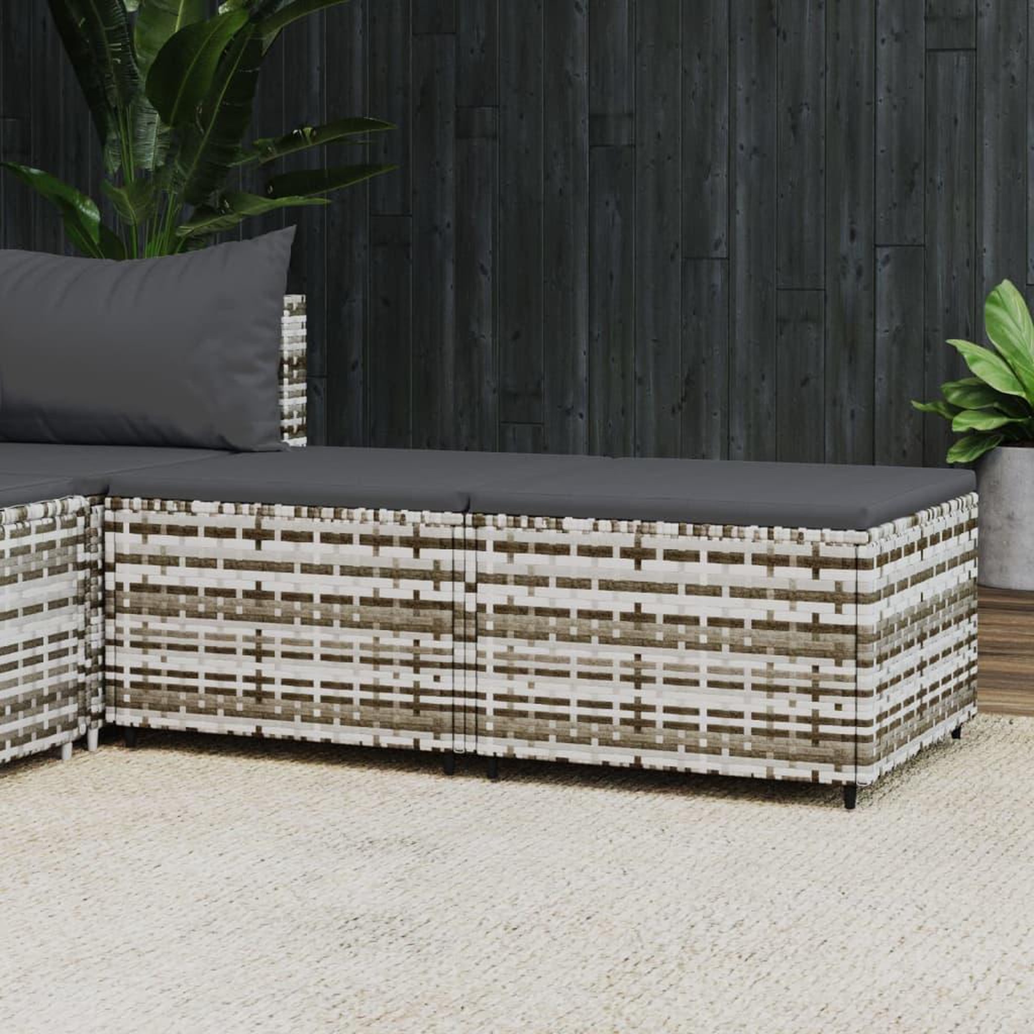 Voir la diapositive 1 : VIDAXL Repose-pieds de jardin et coussins lot de 2 gris resine tressee