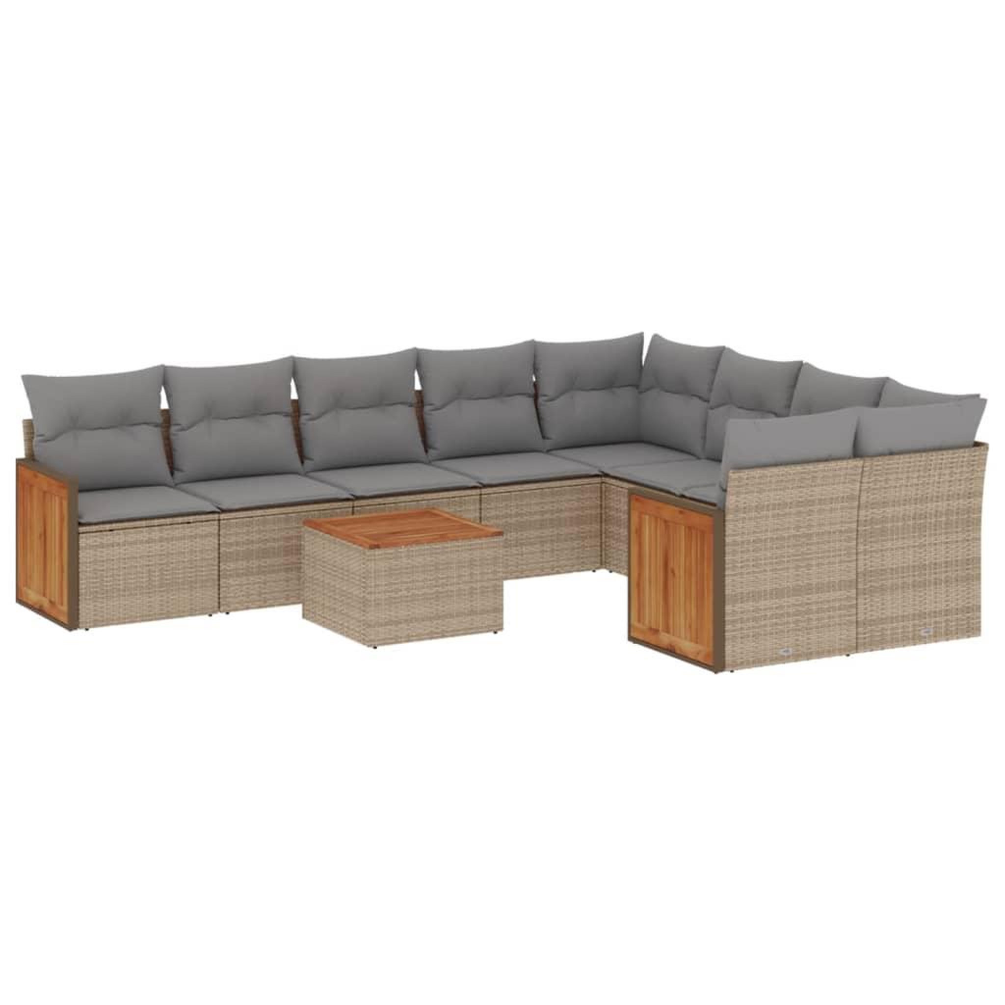 Voir la diapositive 2 : VIDAXL Salon de jardin avec coussins 10 pcs beige resine tressee