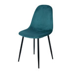 FORNORD Chaise en velours bleu canard et pieds métal noir