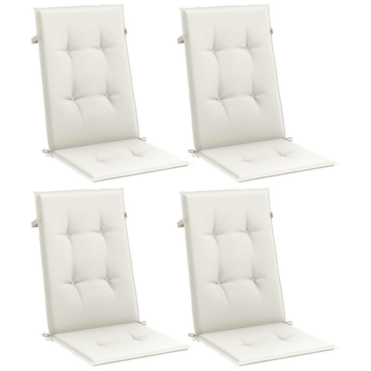 VIDAXL Coussins de chaise a dossier haut lot de 4 creme melange tissu