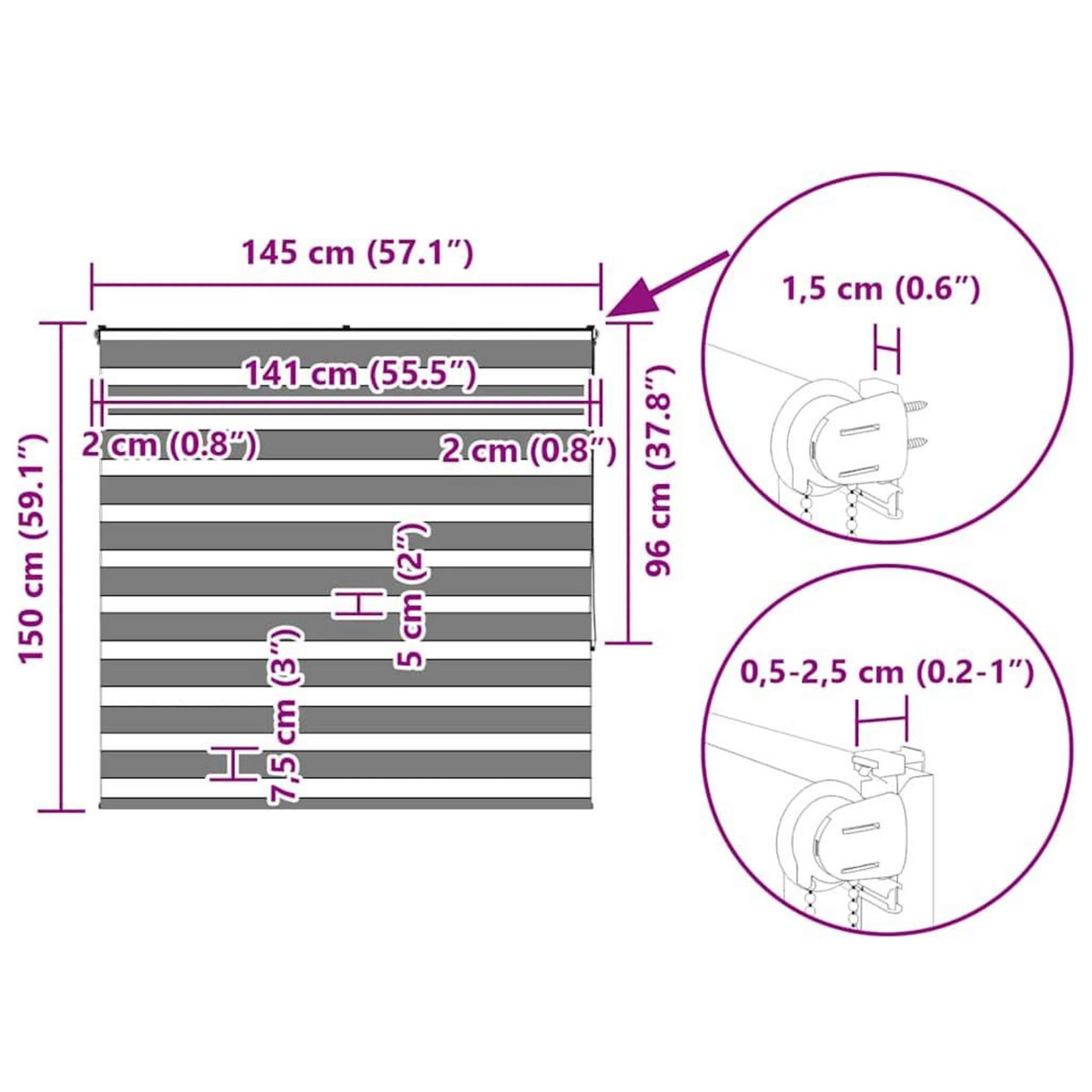 VIDAXL Store zebre marron sable largeur du tissu 140,9cm polyester