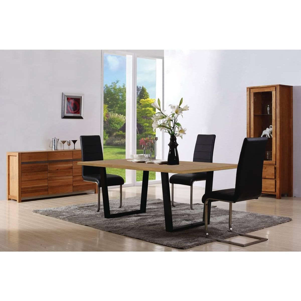 Habitat et Jardin Table repas  Hollywood  - 200 x 100 x 76 cm - couleur: Chêne / Noir