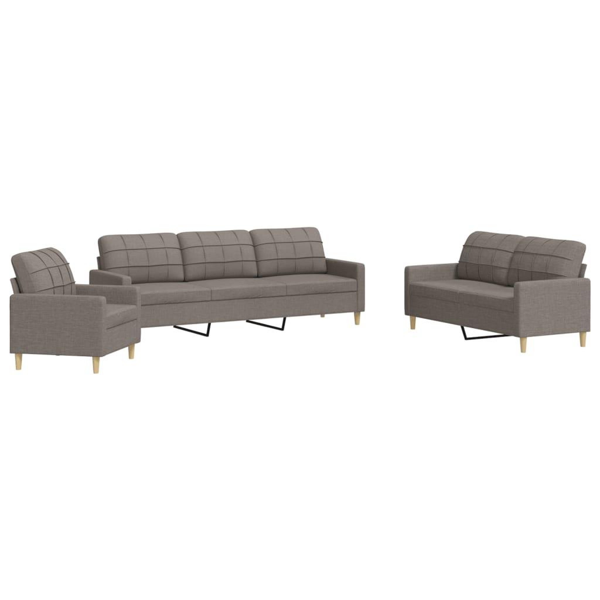 Voir la diapositive 2 : VIDAXL Ensemble de canapes 3 pcs taupe tissu