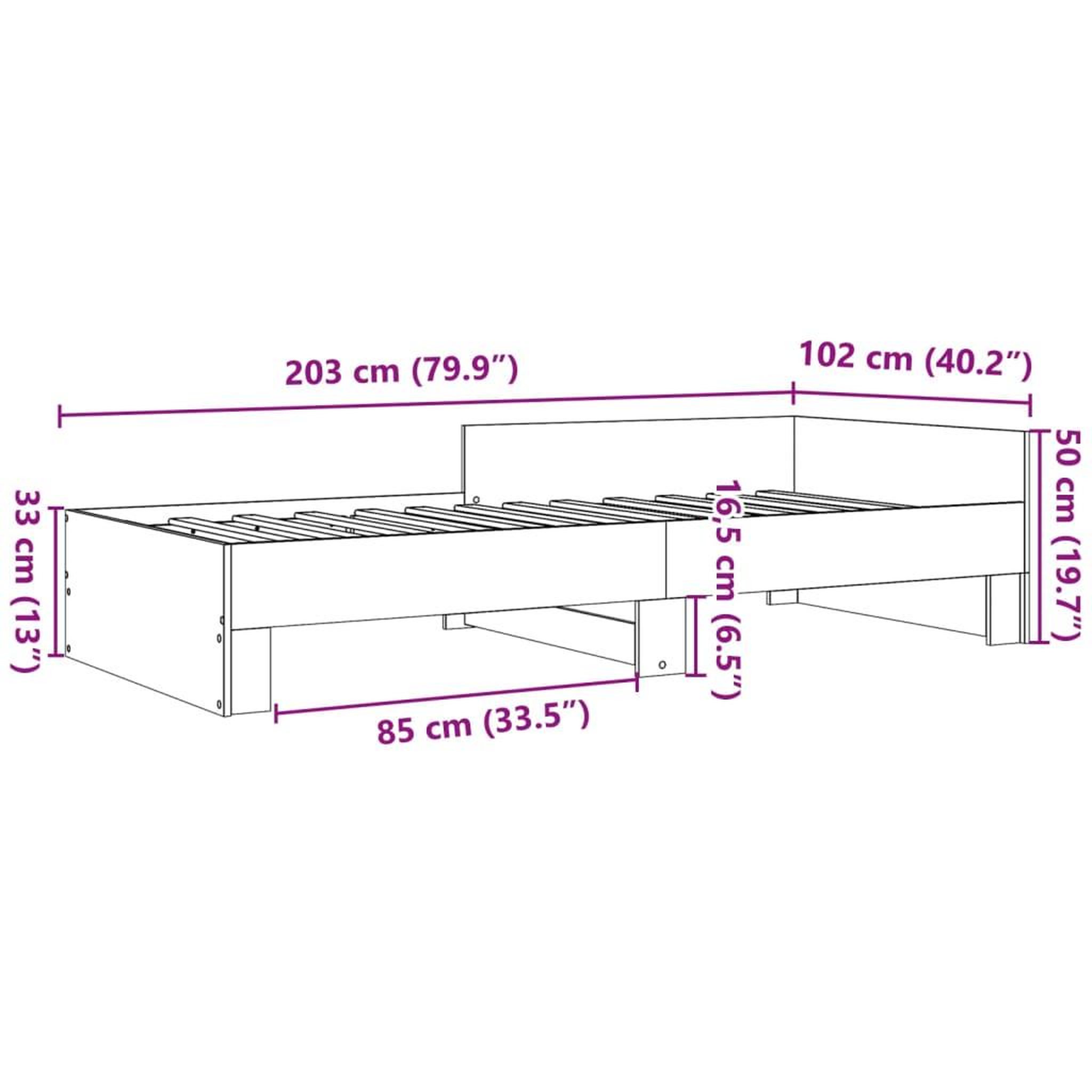Voir la diapositive 6 : VIDAXL Cadre de lit sans matelas gris beton 100x200 cm bois ingenierie