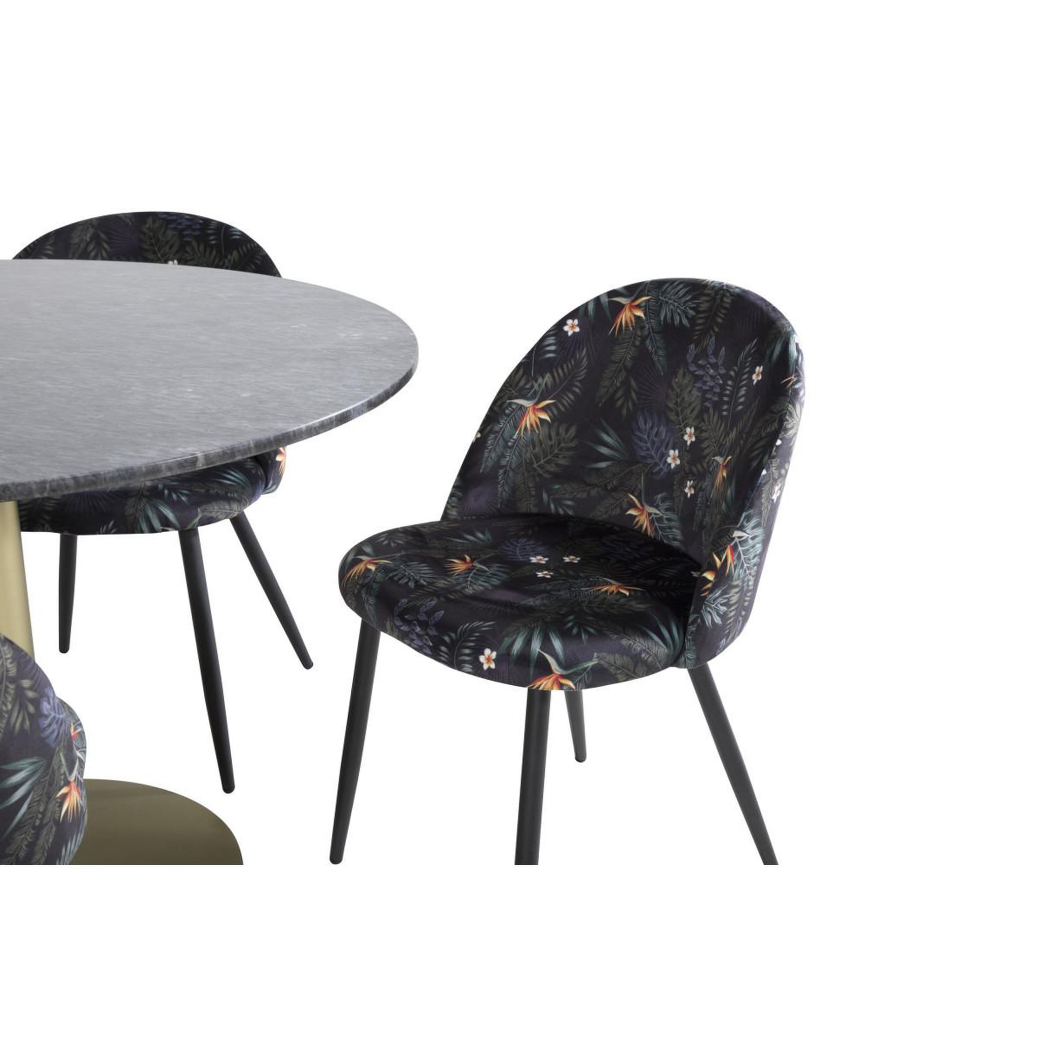 Voir la diapositive 2 : Paris Prix Ensemble table à manger & 4 chaises  estelle ii & velvet  106cm gris foncé & noir