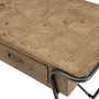 MACABANE HABY - Table basse rectangulaire 2 tiroirs Sapin marqueté pieds métal