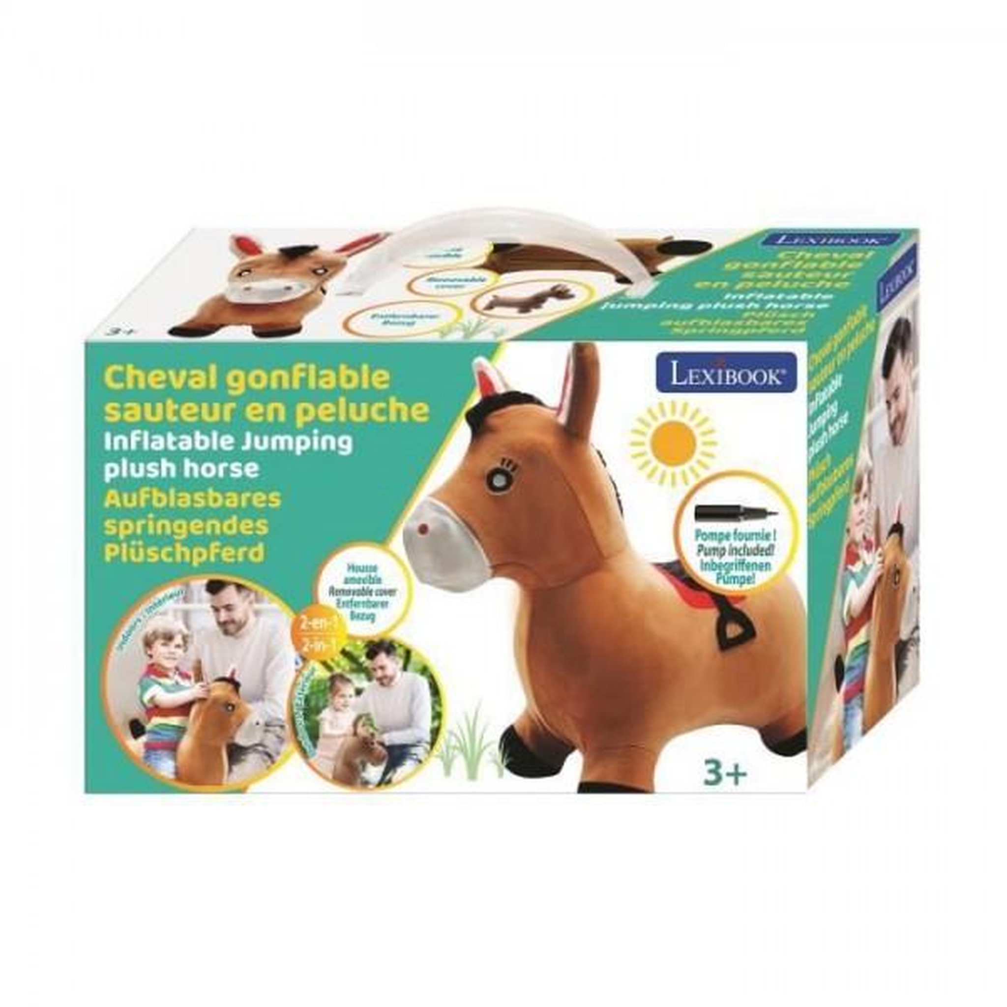 Voir la diapositive 5 : Lexibook Porteur Trotteur  - LEXIBOOK - Cheval Sauteur Gonflable en Peluche - Design 2-en-1 - Housse amovible - Pour Enfant