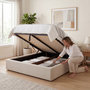 Voir la diapositive 2 : OLYMPE LITERIE OLYMPE LITERIE | Lit coffre tissu beige ATLAS 2 places