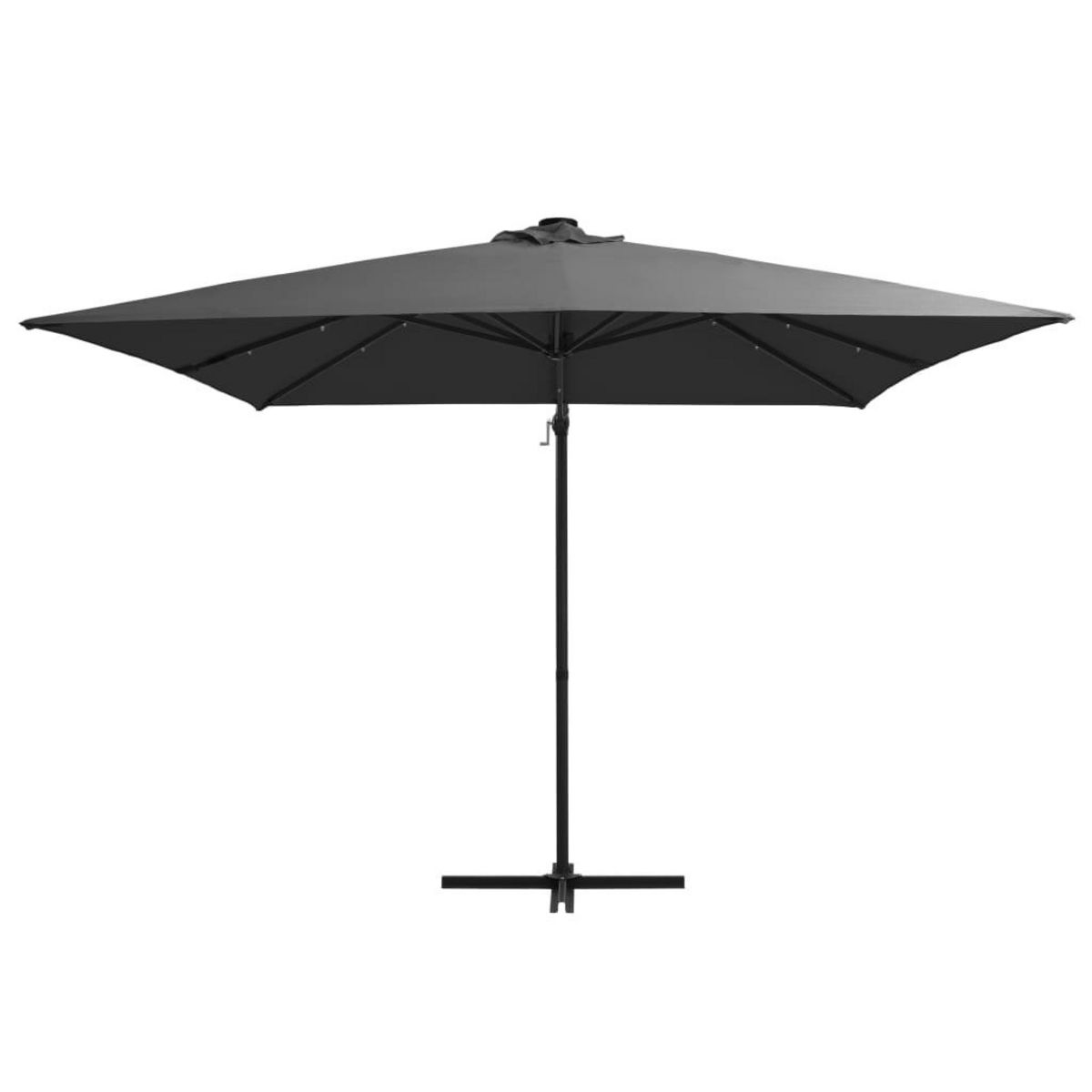 VIDAXL Parasol de jardin en porte-a-faux lumieres LED et mat en acier