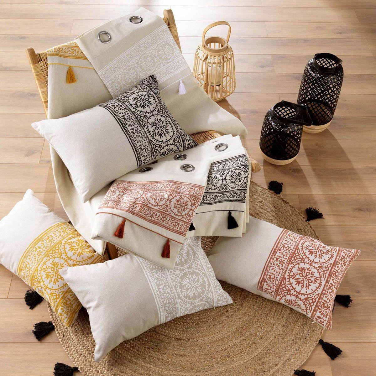 Paris Prix Coussin Déco Imprimé  Isalina  40x60cm Terracotta