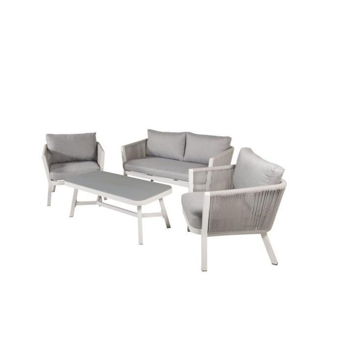 Paris Prix Salon de Jardin  Virya  150cm Blanc & Gris