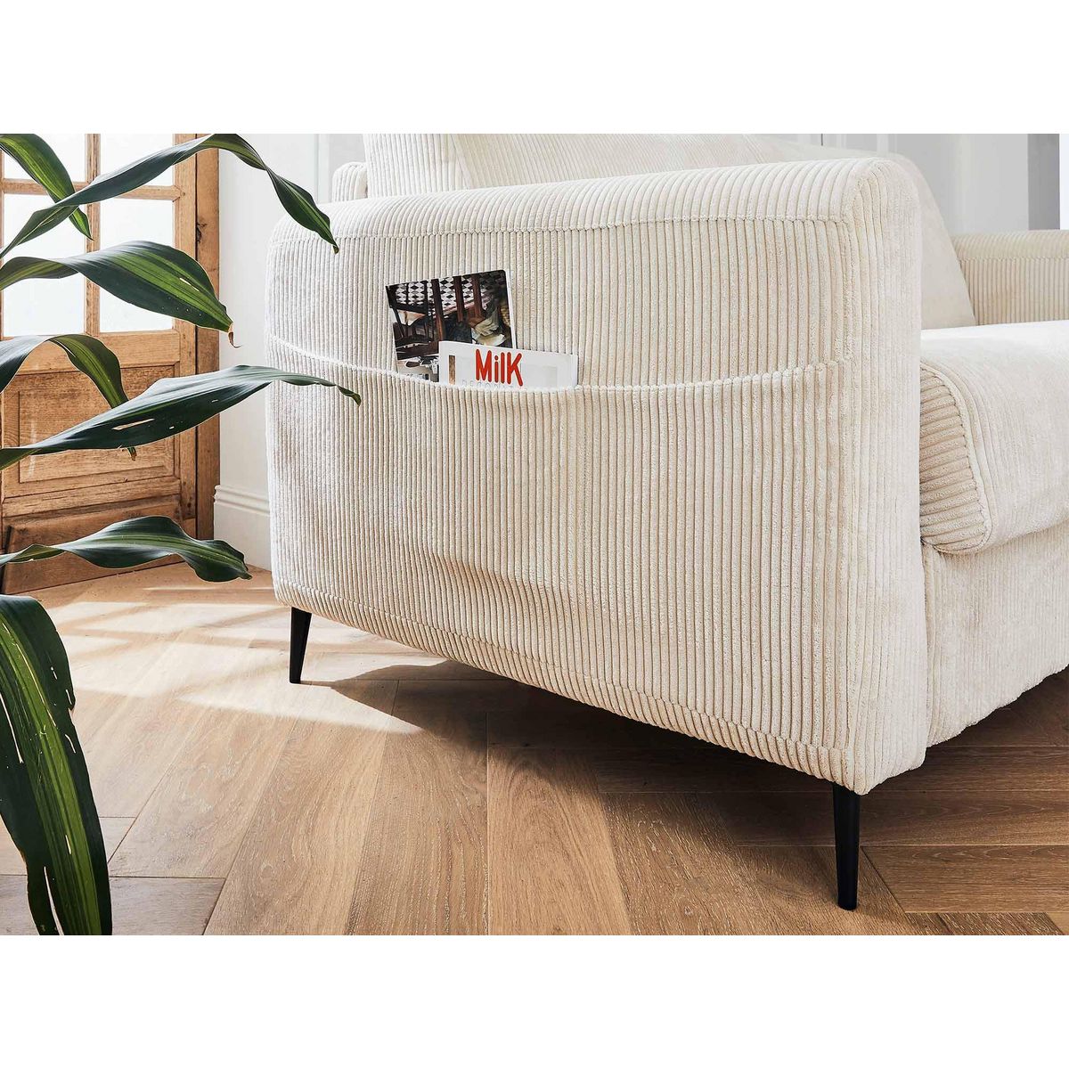 LISA DESIGN Owen - canapé 3 places convertible express couchage quotidien 140 cm matelas 12 cm en velours côtelé