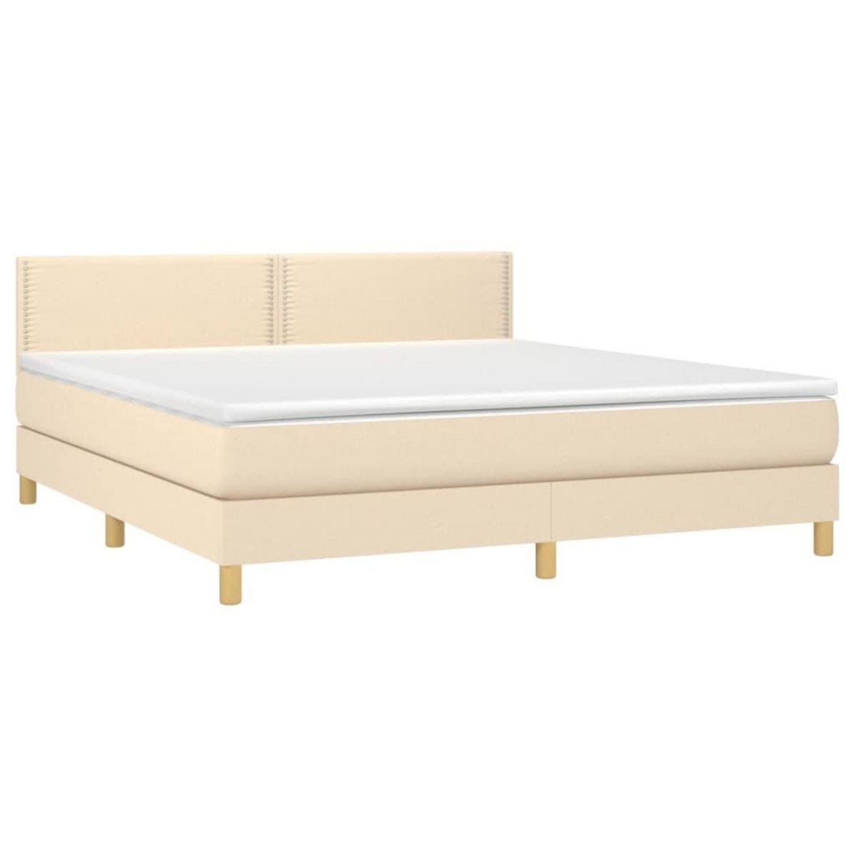 VIDAXL Sommier a lattes de lit avec matelas LED Creme 180x200 cm Tissu