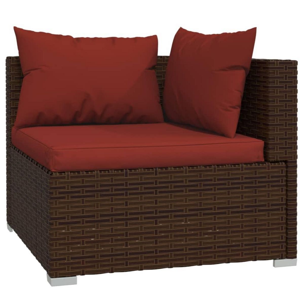 VIDAXL Salon de jardin 4 pcs avec coussins Marron Resine tressee