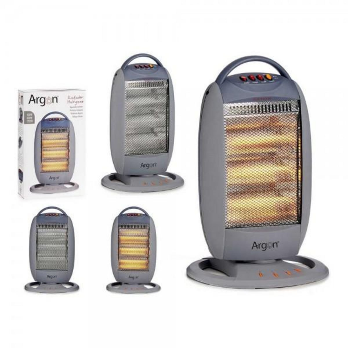 MARKET24 Chauffage d'Appoint Halogène 1200 W Gris