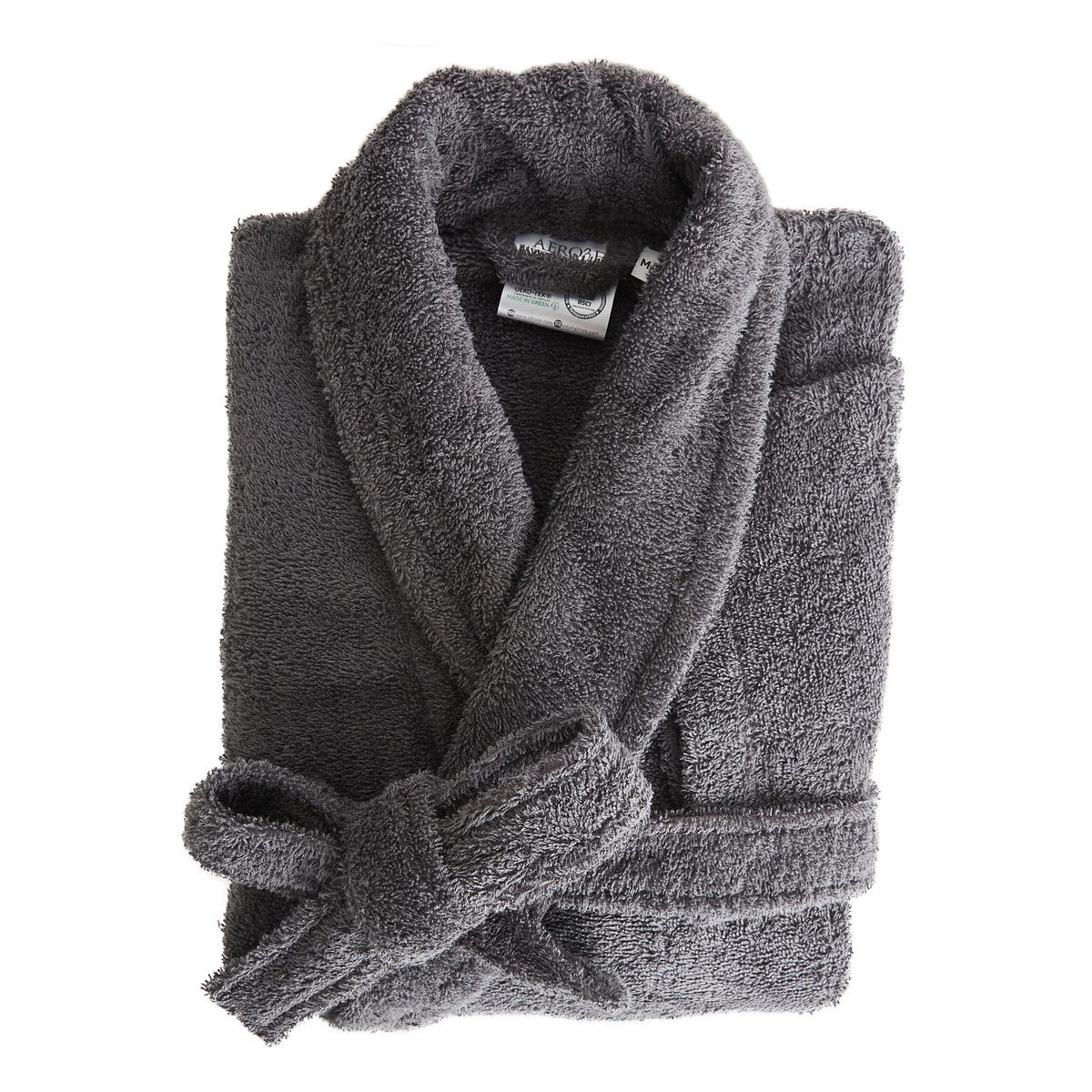 Peignoir col châle uni en coton 