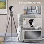 Voir la diapositive 4 : HOMCOM Lampadaire trépied style industriel abat-jour ajustable E27 40W max. dim. 60L x 54l x 135H cm métal noir blanc