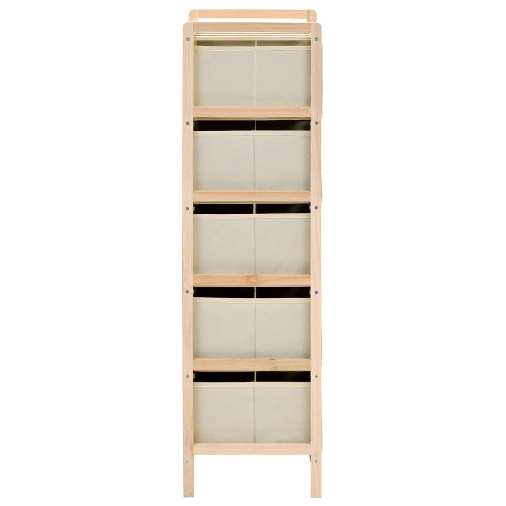 Voir la diapositive 3 : VIDAXL Etagere de rangement 5 paniers tissu bois de cedre beige