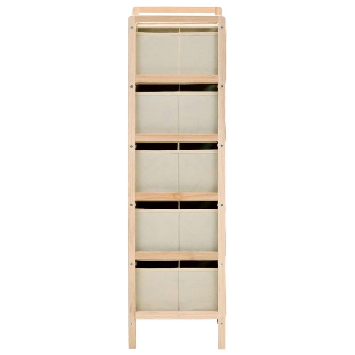 VIDAXL Etagere de rangement 5 paniers tissu bois de cedre beige