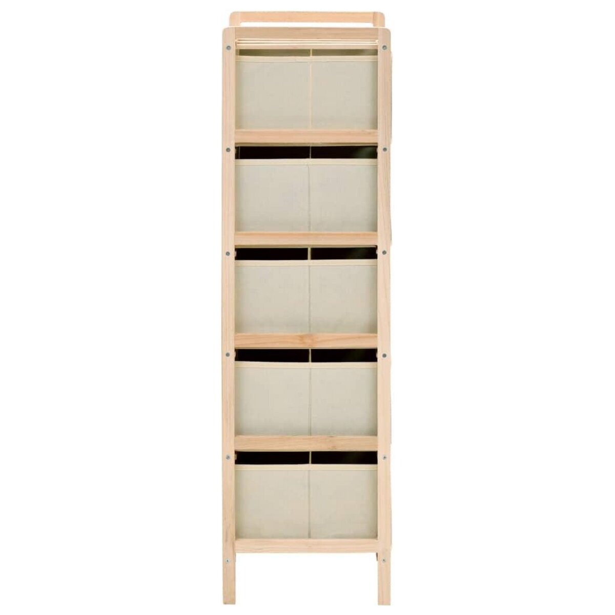 VIDAXL Etagere de rangement 5 paniers tissu bois de cedre beige