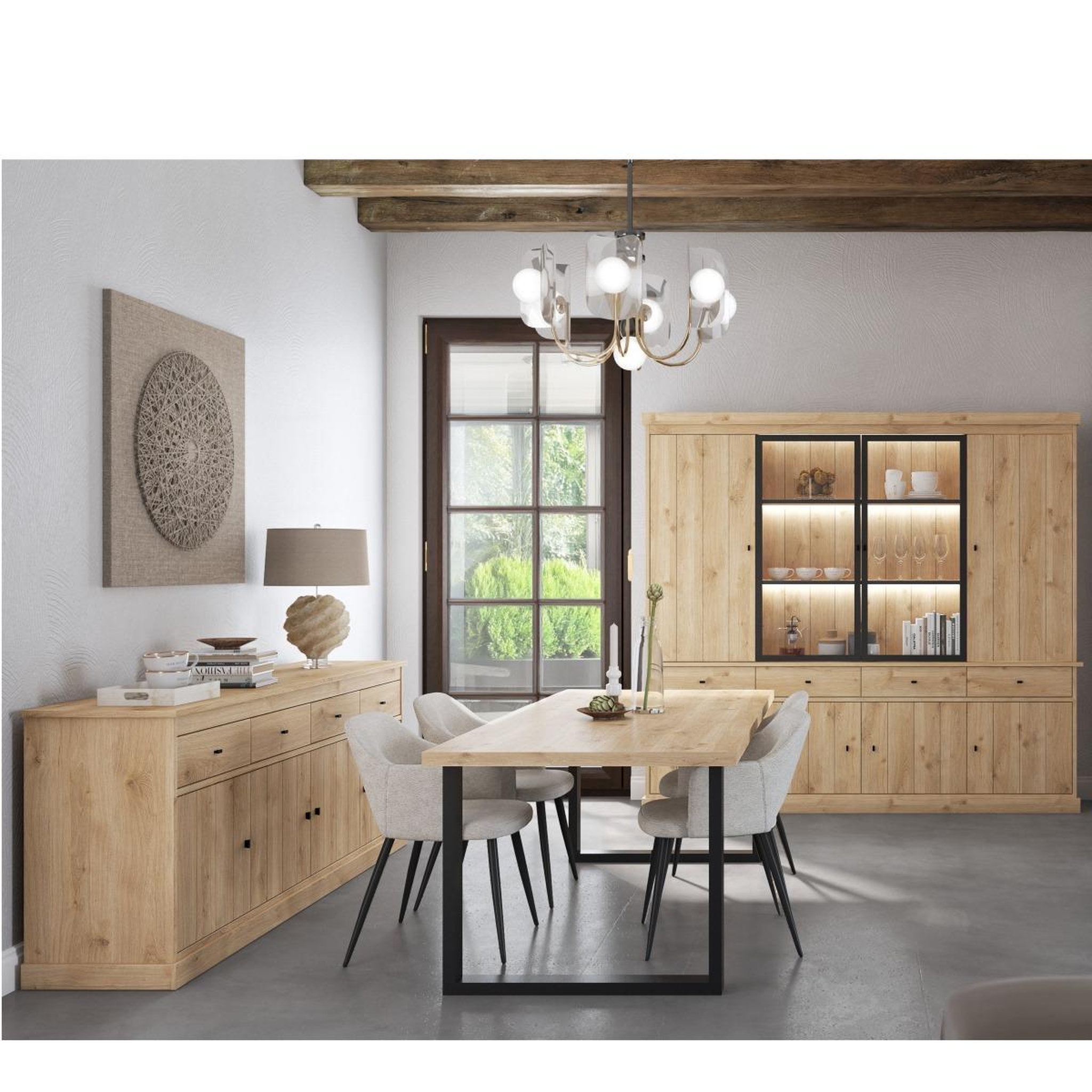 Voir la diapositive 4 : JLC KREATION Table à manger moderne en bois rectangle 180cm VALENTINE