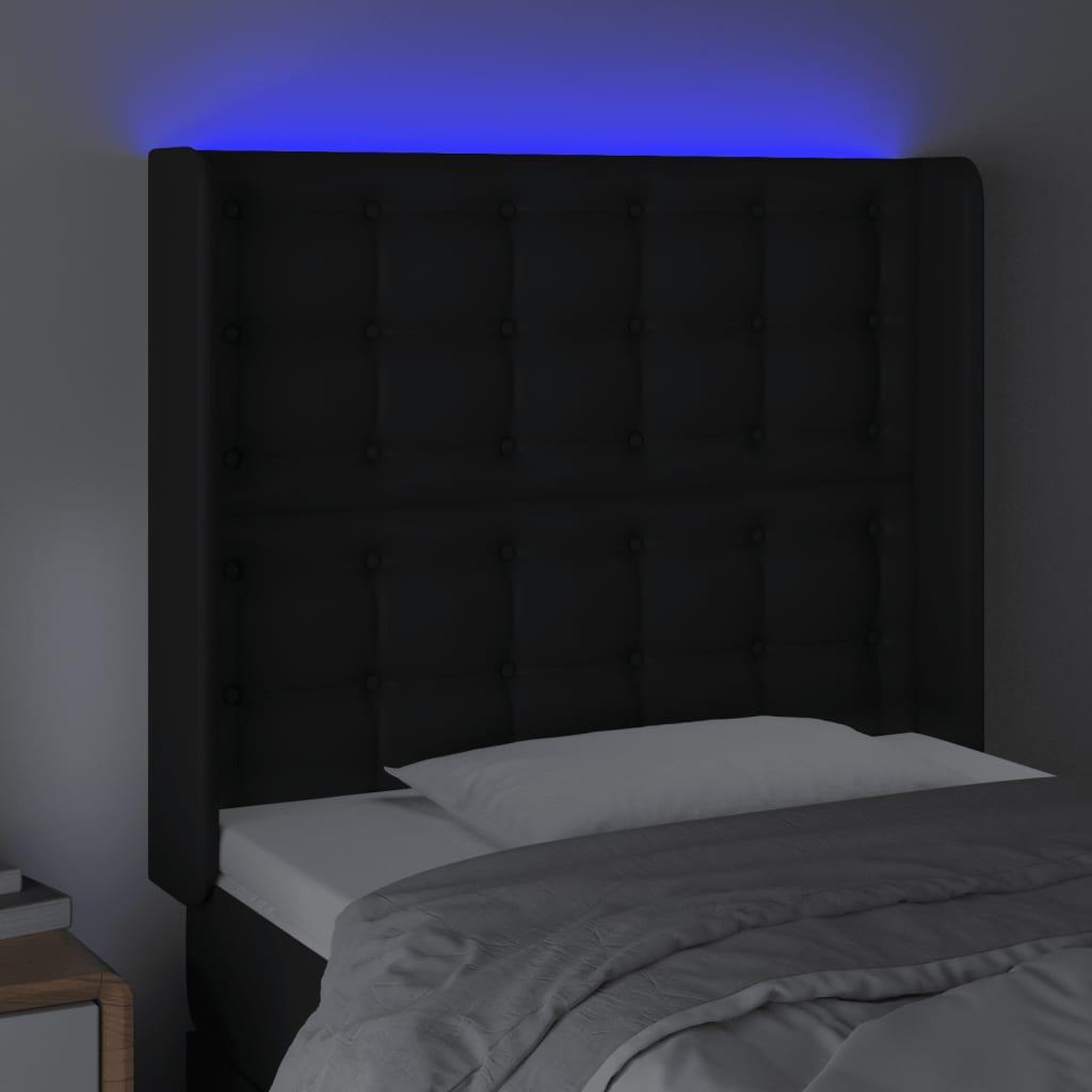 Voir la diapositive 4 : VIDAXL Tete de lit a LED Noir 93x16x118/128 cm Similicuir