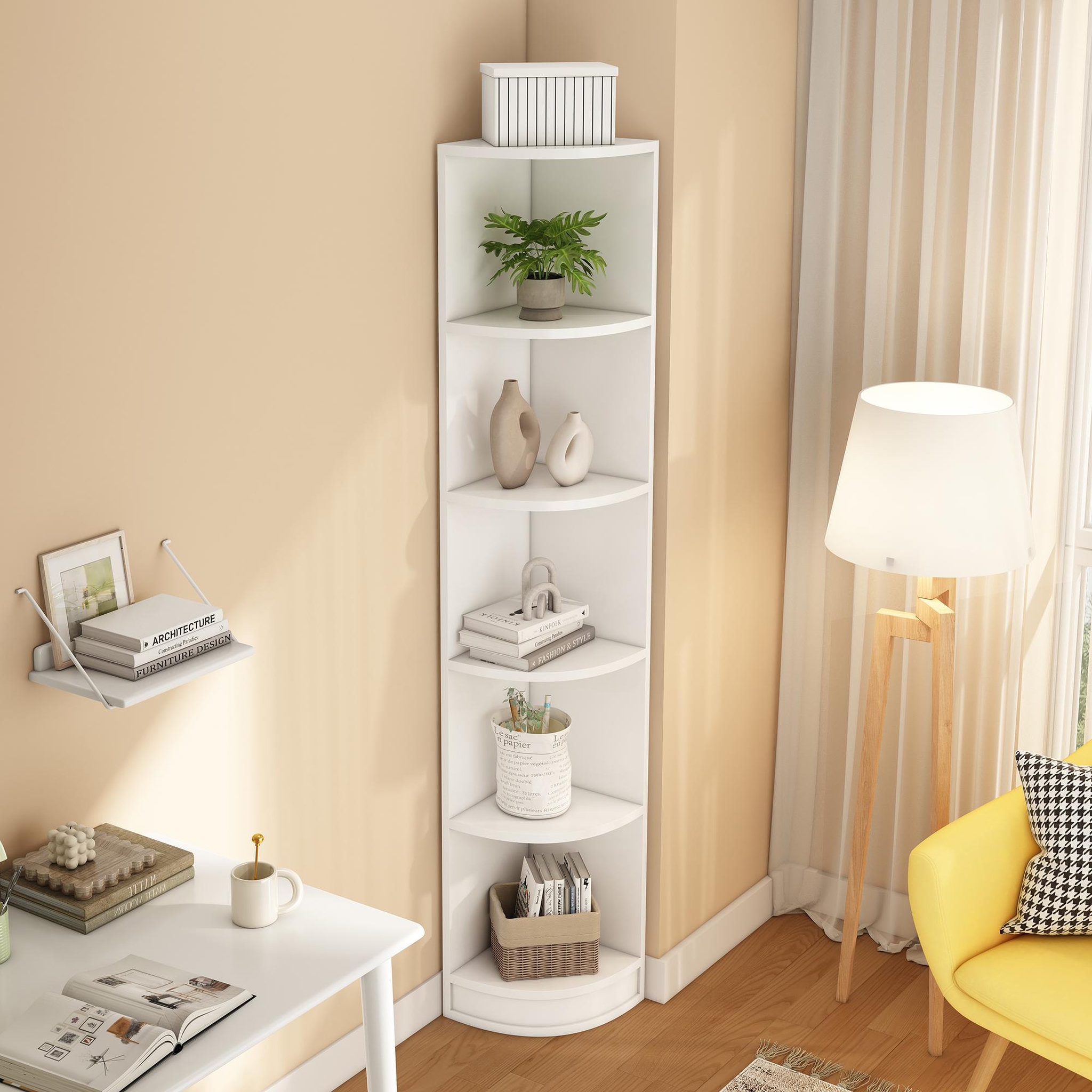 Voir la diapositive 5 : MERAX Etagère à poser d'angle blanc - 42 cm mdf