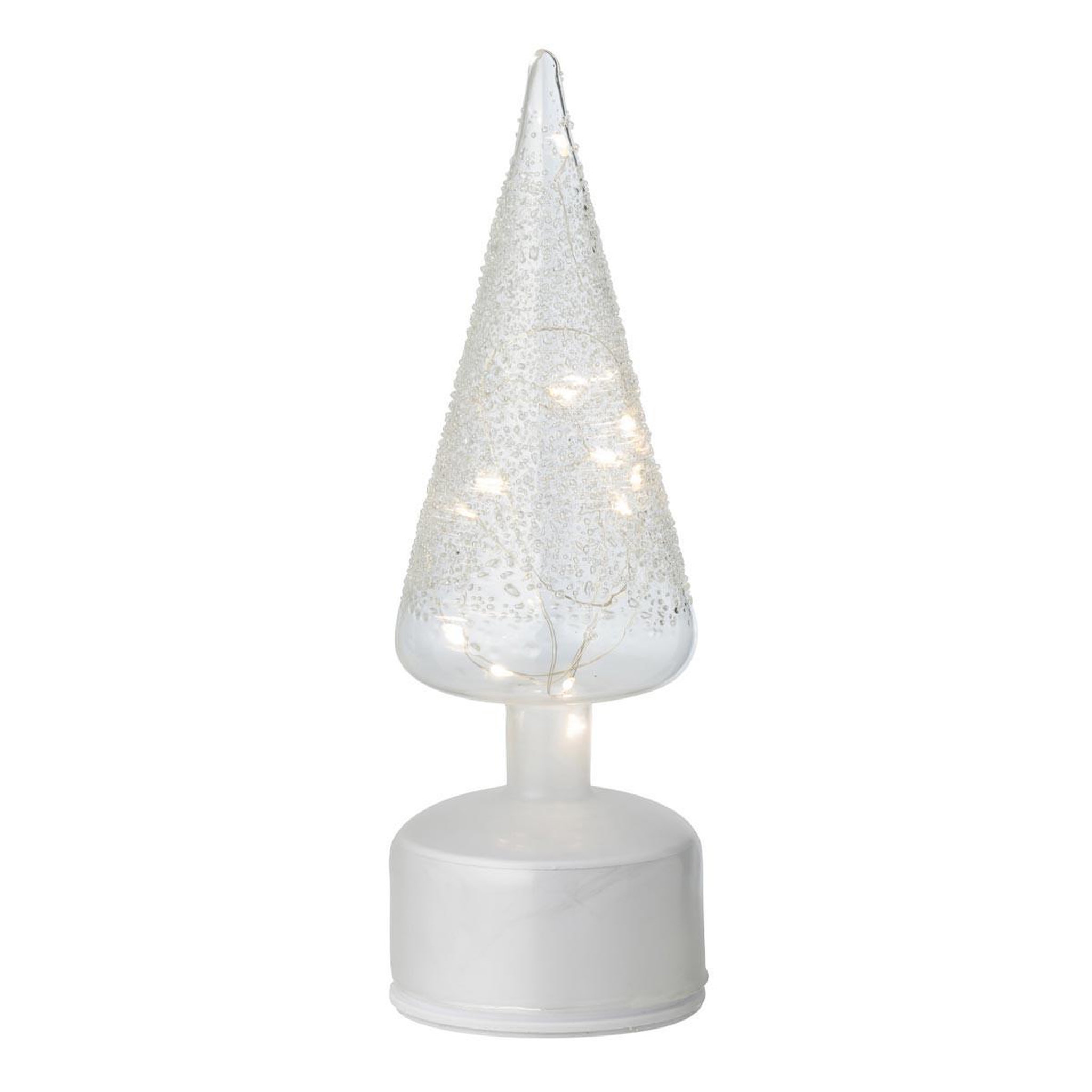 J-LINE Sapin tournant à led  lenard  27cm blanc
