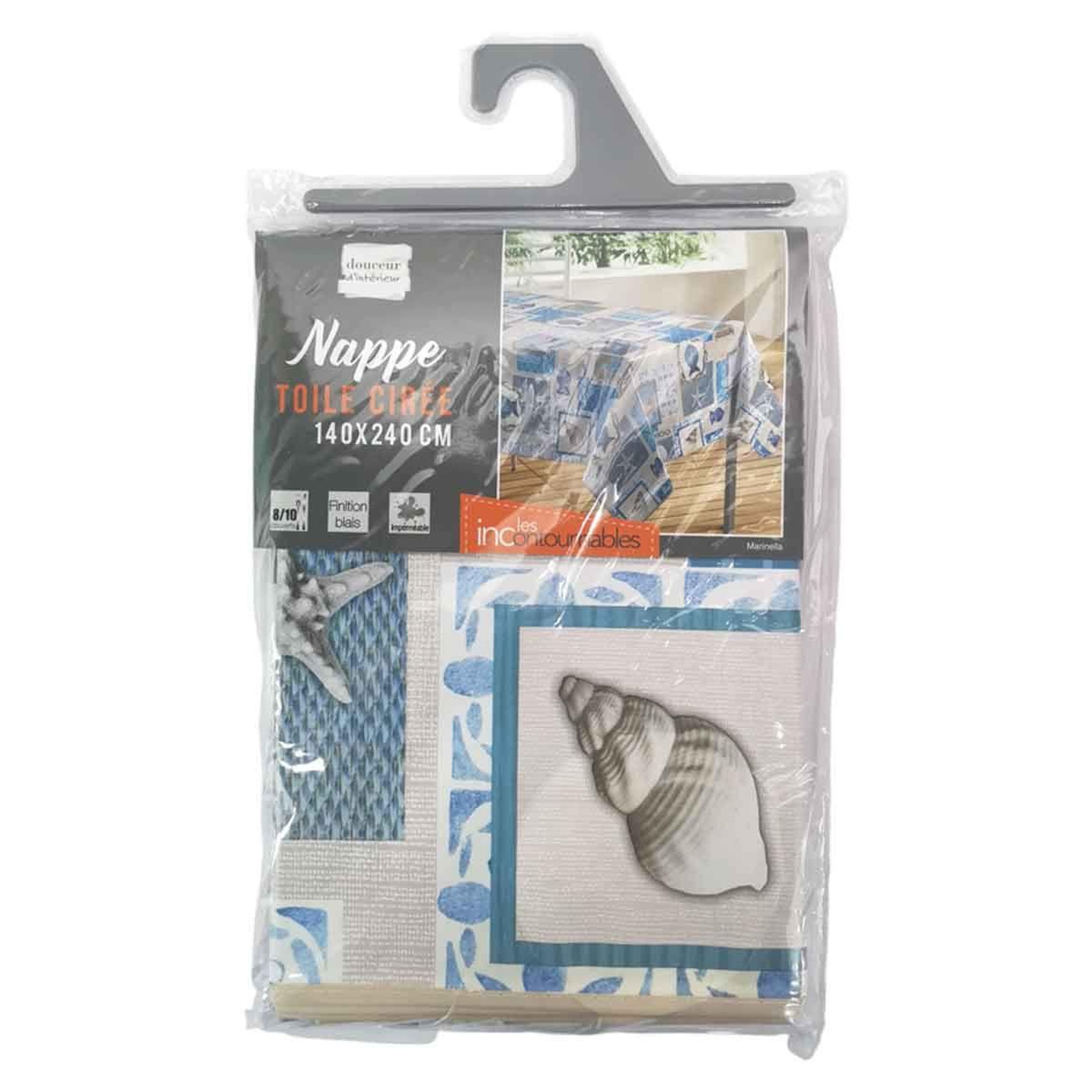 Voir la diapositive 2 : Douceur d'Intérieur Nappe toile cirée  marinella  140x240cm bleu