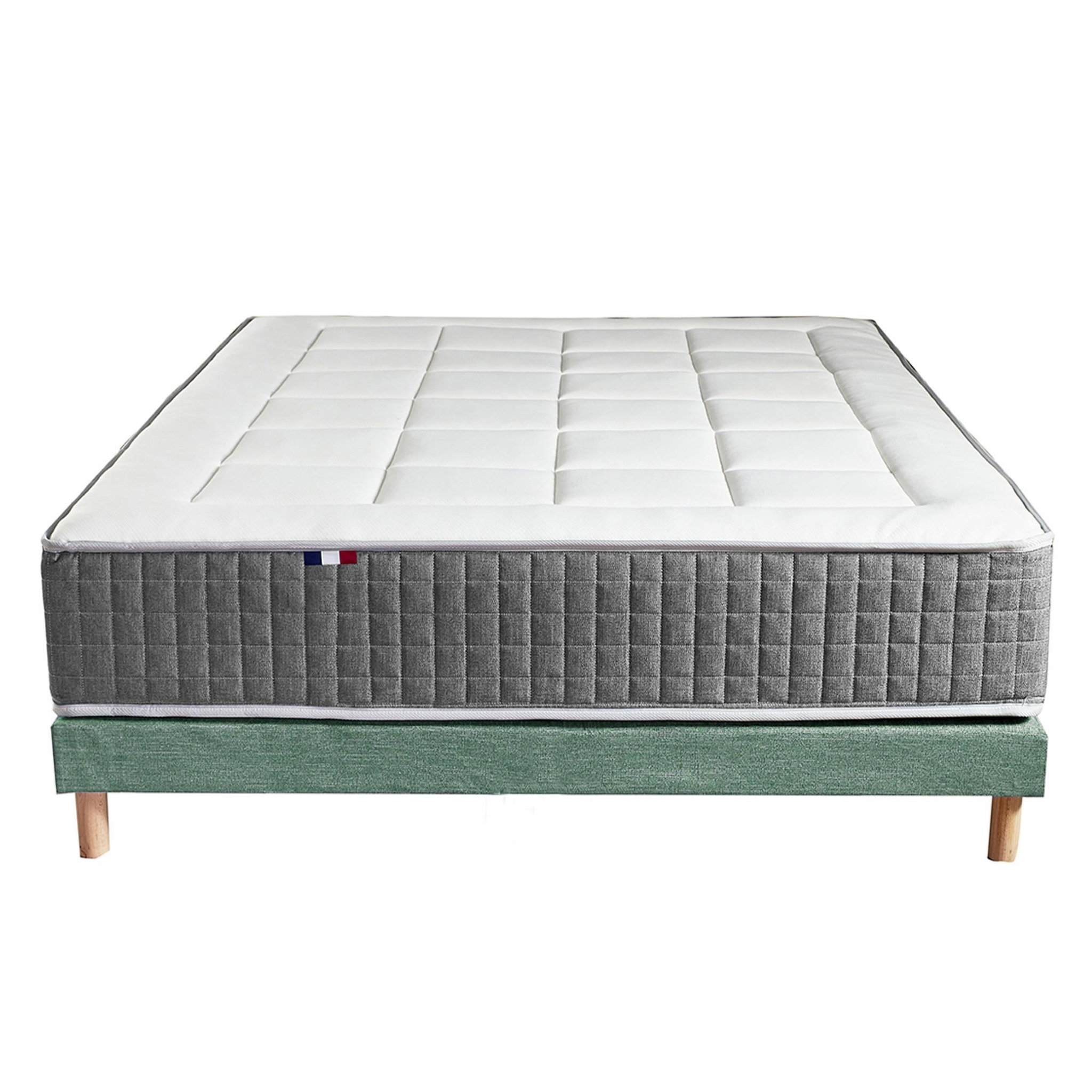 Voir la diapositive 6 : IDLITERIE Ensemble Matelas Ressort 7 zones H.28cm + Sommier Fabriqué en France MAX